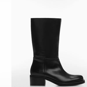 MANGO Leather Boots With Zipper Closure